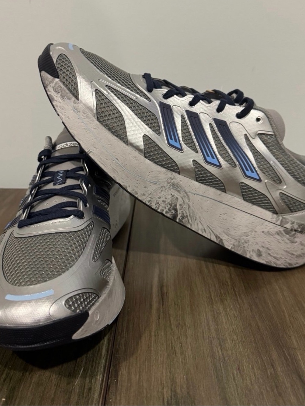 Men's Silver & Navy Performance Swim-Style Sneakers